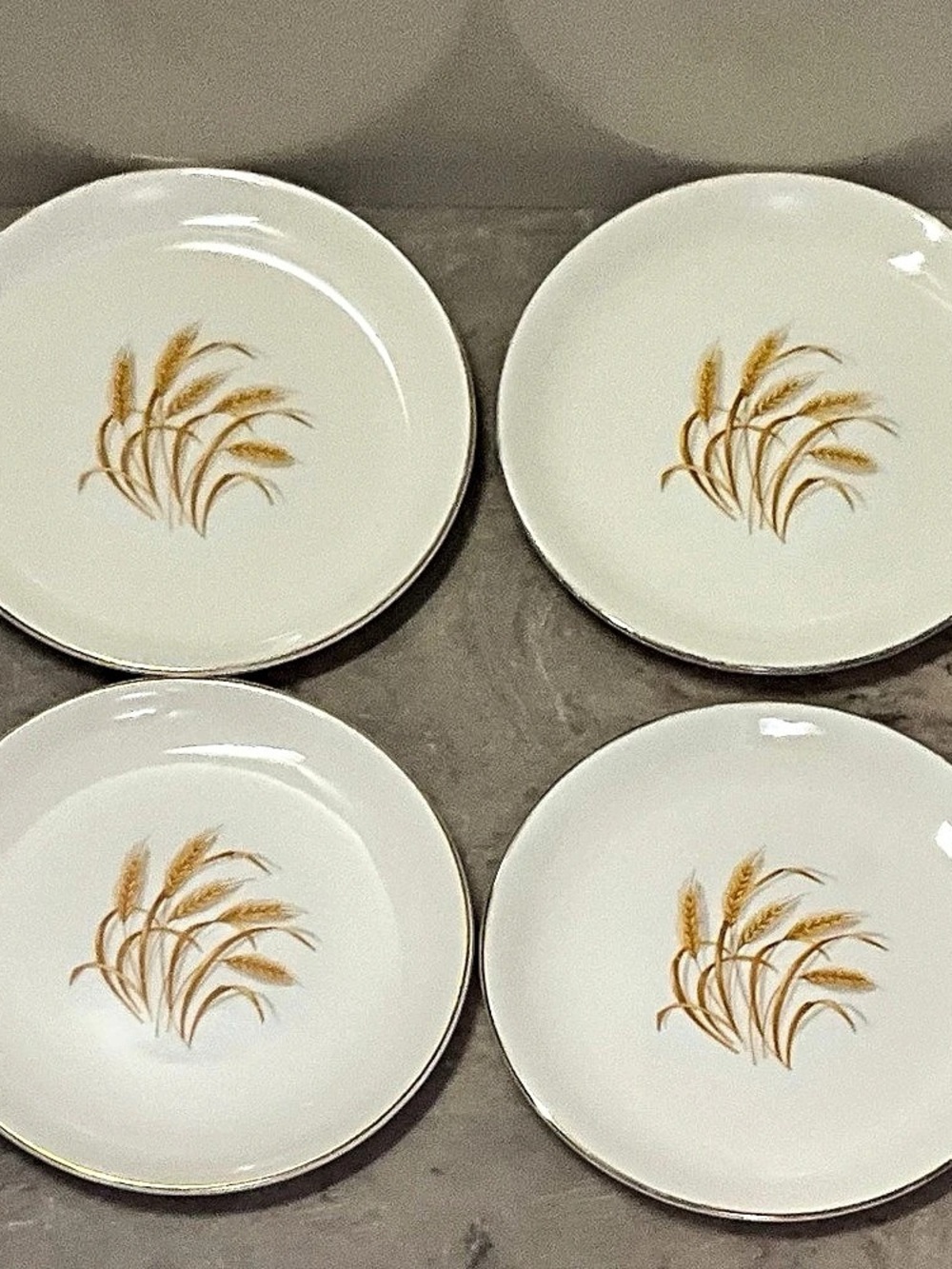 Vintage Homer Laughlin Golden Wheat Bread & Butter Plates, Set of Four 22k Gold